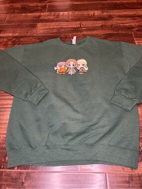 Jerzees Dark Green Crewneck Sweatshirt with Tag Detail